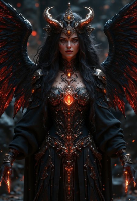 female dark angel. Swort, 
best quality, sharp focus, high contrast, stylized, dark, clear, surreal, ultra quality, 8k, best quality, vivid color, masterpiece, max details, from below, from the front, aidmaDarkfantasy, hkmagic
