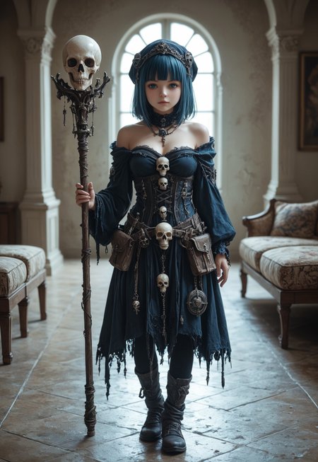 safe_pos, (((score_9, score_8_up, score_7_up, young, young face, very thin, best frontal view )))
, 
((( highly detailed, masterpiece, perfect, detailed, hd, )))
,
((( Gismb, breasts, staff, skull, holding, )))
,
((( 1girl, solo, )))
,
((( Indoors,   )))
,
((( Standing on the floor, bold))) 
,
((( Blue eyes, blue hair, )))
,
(((  )))
,
(((  )))
,
()