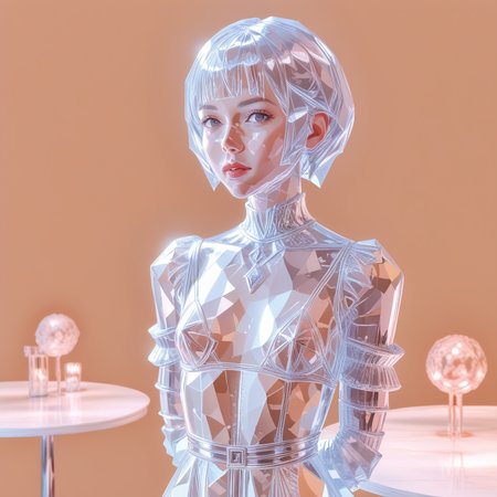 1girl, solo,small breast, simple background, balck background, glassg1rl, glass girl, clear clothes, glass clothes, standing, 
upper body,  front view , short  hair, clear hair, glass hair ,, glass face, face, transparent ,night,crystal clothes  , crystal dress <lora:crystal-clothes-001:1.2>,<lora:glass-girl-01:0.9> arms behind back,