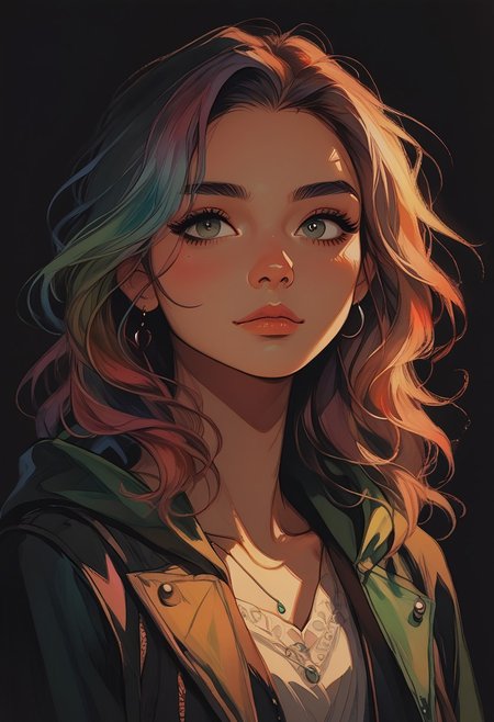 score_9, score_8_up, score_7_up, score_6_up, aesthetic, s1_dram, ncpy13 style, pastels drawing, deep black background,  rogue girl, kawai girl, hooded cloak, mysterious, cute, armor, dark fantasy setting, upperbody portrait, elegant, intricate details, watercolor