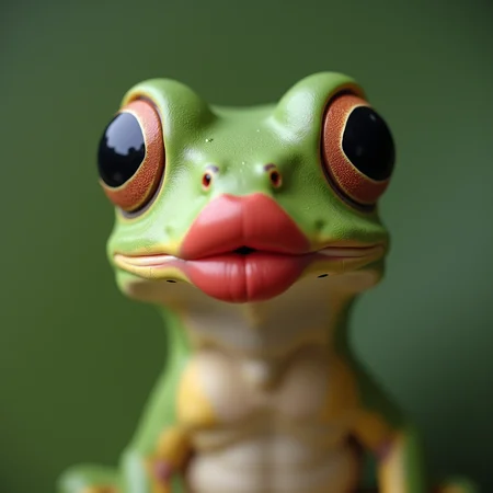 a frog with kissy lips