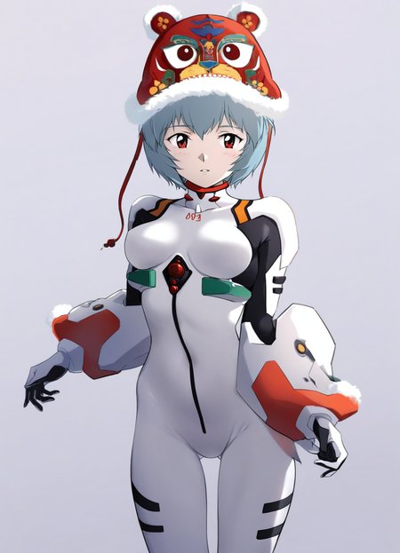 1girl,artist:cici,
ayanami rei,1girl,bodysuit,gloves,grey hair,hair ornament,interface headset,medium breasts,narrow waist,parted lips,short hair,solo,standing,white bodysuit,
masterpiece,masterpiece,best quality,newest,highres,absurdres,<lora:Hutou_Hat Noob:1>,hat,hutou hat,tiger hat,red hat,fur_trim,light blush,slight smile,animal ears