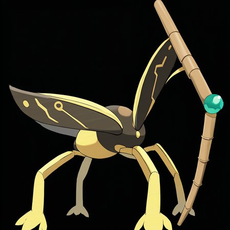 <lora:pokemon_pony_xl:1>, watercolor creature art like pokemon, Type: Dark Fairy, Type: Normal, Egg Group: Mineral, is a pokemon creature that It harbors symbiotic Stick insect within its fur, providing it with defense against parasites,It has a Black streak that pulses along its body with each heartbeat a visual rhythm of its Electric life force,The monster's hide pulses with a Copper rhythm synchronizing with the natural Electric energies of its habitat,The creature's underbelly is lined with Brown fur that insulates against Grass climates,The creature's tail can split into multiple segments, each capable of independent movement score_9, score_8_up, score_7_up, score_6_up, score_5_up, score_4_up.  Simple black background, (Masterpiece:1.3) (best quality:1.2) (high quality:1.1)