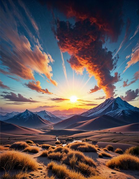 Sci-fi landscape
a vast desert, with rolling dunes, blazing sun, an air of mystery,
Raging sea waves, stormy darkness ,
Heatwave Weather,
a twilight cloudscape, with deep purples and blues, the last light of day fading away, stars beginning to peek through,
Sunset alpenglow on snowcaps,
Summer wheat fields swaying,
,
Glaciers containing trapped civilizations,
Domes emitting low-frequency hums,
,
Kazuo Koike 
(masterpiece:1.4), (intricate details:1.4), (hyperrealistic:1.3),(painting:0.9),(ultra detailed:1.4), (8k resolution:1.3), (sharp focus), (dramatic perspective:1.1), (chromatic aberration:0.3), (film grain:0.2),
<lora:JuggerCineXL2:0.3>,
<lora:add-detail-xl:0.3>,
<lora:WildcardX-XL-Detail-Enhancer:0.4>,
<lora:xl_more_art-full_v1:0.7>,
<lora:ClassipeintXL2.1:0.3>,
<lora:Flux-XL_Scenery:0.3> flux-scenery ,
<lora:EnvyDramaticLightingXL01:0.7>
detailxl,