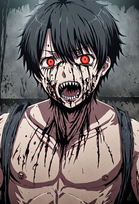 high resolution, solo, best quality, 1Boy, Inaho Kaizuka, Black Hair, horrorcore, OverallDetail