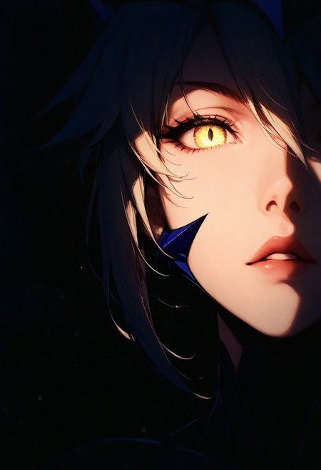 1girl, artoria lancer alter, solo, dark, light, the light illuminates part of the face, masterpiece, best quality, very aesthetic, close up,  parted lips