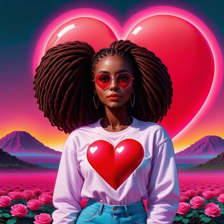 <lora:NeonHeartv4:0.8> Neon Heart,  Dark skin female, natural box braids, saucy