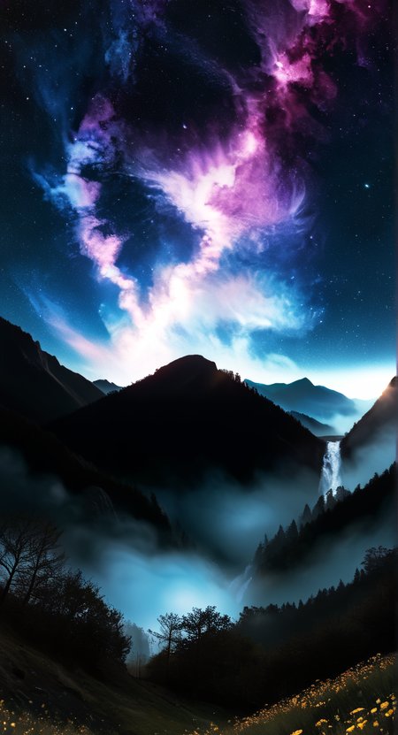 dark shadowed  landscape against detailed bright detailed astro-photography of starry ht sky, orion belt, (ethereal pinkish-purple gas clouds:1.14),  irregular shattered luminous start clusters, 
 (high contrast, vibrant colors:1.22) against (inky blackness of space:1.22) (stellar background:0.9), (high-resolution) (sharp details:0.85),}, vast rocky mountainside, scenic landscape view,  (high resolution:1.22), p3<lora:sdxl\add-detail-xl.safetensors:0.92:0.32> <lora:sdxl\incase_style_v3-1_ponyxl_ilff.safetensors:0.821:0.25> <lora:sdxl\FaceSkinDetailsPonyXL.safetensors:0.88:0.23> <lora:sdxl\zy_Realism_Enhancer_v1.safetensors:0.88:0.23> p3,s4,,
