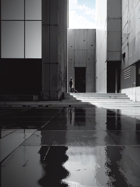 modern building concrete, design, light and shadow, photorealistic, 185mm f/1. 4 iso 100, cinematic 8k, cinematic hbo, crisp quality and light reflections, backlighting, colorgrading, post-processing, (Masterpiece:1.3)<lora:Blame!:1>