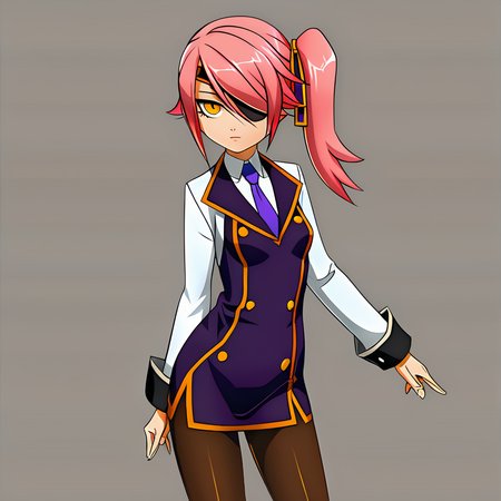 anime artwork illustrating Konoe_Ayatsuki_Mercury \(XB\), 1girl, solo, yellow eyes, long hair, skirt, simple background, breasts, small breasts, pink hair, pantyhose, uniform\(XB\), side ponytail,eyepatch. created by japanese anime studio. highly emotional. best quality, high resolution, Konoe_Ayatsuki_Mercury \(XB\), 1girl, solo, yellow eyes, long hair, skirt, simple background, breasts, small breasts, pink hair, pantyhose, uniform\(XB\), side ponytail,eyepatch, highly detailed, sublime, very beautiful, elegant, intricate, cinematic, artistic, sharp