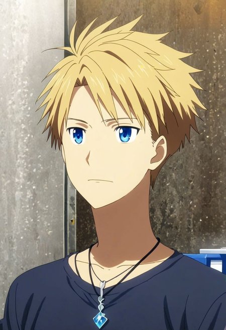high resolution, solo, best quality, 1Boy, Yamato Ishida, Blond Hair, Blue Eyes, Necklace, travel photography, OverallDetail