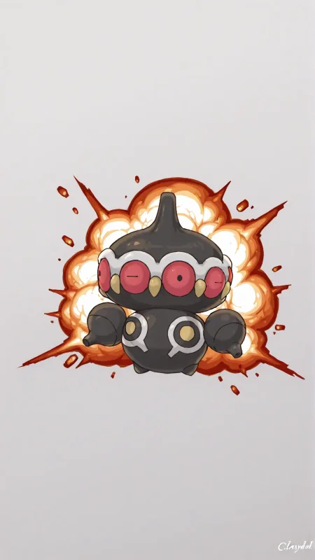 claydol,pokemon \(creature\),1other,red eyes,<lora:Claydol_-_Pokemon_r1:1>,bomb, explosion, explosive,