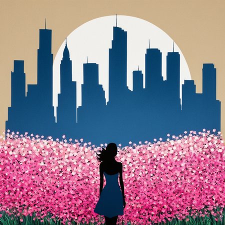 PStyl3, cityscape, negative space, abstract, woman, flowers  <lora:Maximalist_Drawing_BW:0.85>