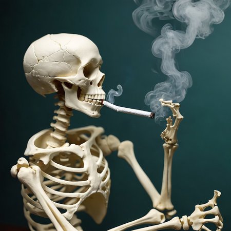masterpiece, very aesthetic, absurdres, newest, WhiteMold, 3d printed, skeleton smoking a cigarette, vincent van gogh, photograph, depth of field