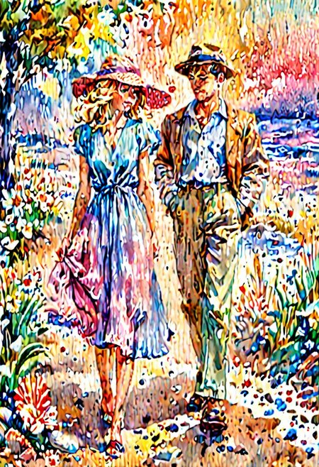 #main prize #beautiful soft colors #bright #cozy #delicate shades #dreamy and magical #kaoruyamada #perfectly anatomically correct #professional watercolor colors #realistic #soft background for boxing #soft edges #very detailed #warm lighting #watercolor style #windy #elenayushina
Hint: A gorgeous soft watercolor, a charming blonde in a beautiful summer dress and hat, strolls with a handsome brunette in elegant summer clothes along a sandy beach with shells, and they watch a fabulous, gentle sunset, a soft background of delicate shades, professional watercolor, professional, award-winning masterpiece, perfectly anatomically correct, watercolor style by Elena Yushina and Kaoru Yamada, windy, bright, cozy and warm lighting, dreamy and magical, very detailed, beautiful soft colors, soft edges, fog. realistic, blooming
Modifiers: high resolution, realistic, elegant, fantastic, intricate, very attractive, beautiful, high resolution, no text, super detailed, anatomically correct, no watermarks, very soft colors, soft fog, watercolor on wet