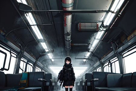 highly insanely detailed, masterpiece, top quality, best quality, highres, 4k, 8k, RAW photo, (very aesthetic, beautiful and aesthetic),  
tsutomu nihei,nihei_tsutomu,blame!,blame gakuen!,abara,TNstyle,sidonia_no_kishi,lantern,toha heavy industries,machinery,bridge,air conditioner,dark sky,black sky,gauna,gauna mech,clouds,buildings,foggy,smoke,fog,steam,mist,walkway,concrete walls,metal walls,wire,light particles,star \(sky\),starry sky,fence,cables,tubes,industrial pipes,drainpipe,ventilation fan,ventilation shaft,tentacles,bones,cyberpunk,dystopia,destroyed, 
<lora:ABARA:0>, 
(1girl:1.3), 
solo focus, 
crowded train interior,âââ