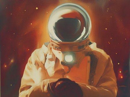 portrait propaganda painting of kosmonaut in sk-1 space suit in space,part by socialistrealism, soviet russia,  hero shot, vintagehelper, dblx, rocket in background