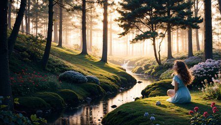 (detailed realistic background:1), (official art, beautiful and aesthetic:1 ), realistic lighting, cinematic lighting, hyperrealism, soothing tones, muted colors, high contrast, soft light, sharp, artistic photoshoot, FeyFa, forest, trees, middle, path, waterfall, through, background, stream, flowers, lights, BREAK  in the foreground sitting a fairy, in back of her fairy house, light, (cute, petite), slender, european, pale cheeks, square face shape with angular jaw, natural makeup, ginger hair, (wavy bob hair:1.1), wearing see-through gossamer fairy short dress, night time, darkness,  <lora:age_slider_v2:-1.5> <lora:quality1:1> <lora:FeyAndFairies:0.4>