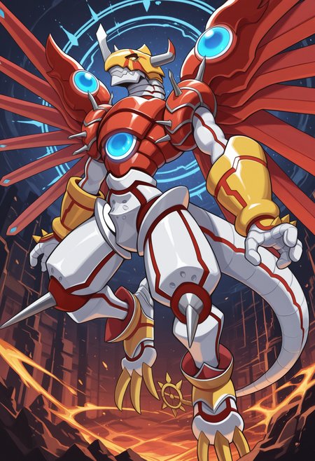 masterpiece,best quality,amazing quality, 1boy, solo, Sgr3ym0n, digimon (creature), tail, wings, full body,