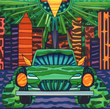 symboliscope car in city<lora:symboliscope:1>