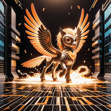 detailed, realistic, 8k uhd, high quality, source anime, illustration, masterpiece, owl is fighting against phoenix, action pose, garden,  codeandigital, checkered floor,  digital world, , science fiction, , , dramatic light   <lora:Code__Digital_World_Morph_PONY_XL_by_UOC:1.2> <lora:spo_sdxl_10ep_4k-data_lora_webui> <lora:dmd2_sdxl_4step_lora_fp16>