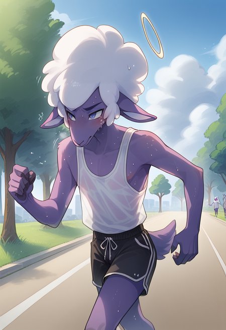 score_9, score_8_up, score_7_up,
((best quality)), absurdres,
<lora:HBCollinPXL:1> HBCollinPXL, slim figure, anthro, male, 1boy,
park, jogging, in motion,  tank top, short shorts, translucent topwear, sweat, outdoors, half body portrait,
<lora:Smooth Anime Style LoRA XL:0.7> Smooth, Anime, <lora:Expressive_H:1> Expressiveh,