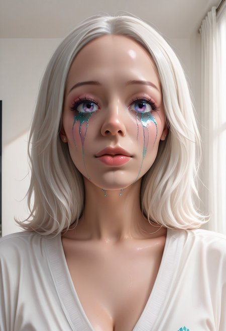 score_9, score_8_up, score_7_up, rating_safe, concept art, realistic, Fixhand.
1girl, solo, cute face, sexy face, Sexy body, 
TearsMakeUp, Iridescent Tears