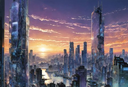 masterpiece, best quality, <lora:GITSH_background:1.5>, fancy interior, glass facade, cityscape background, futuristic, art by masamune shirow, ghost in the shell artstyle, breathtaking, sunset