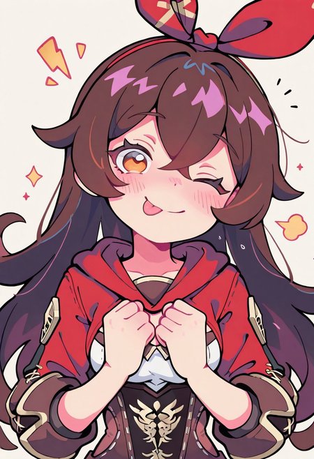 1 girl , solo , Amber \(Genshin impact\),  blushing , tongue out , closed mouth , bratty smile, fist against chest, winking 
masterpiece, best quality ,amazing quality ,S4bit4mago_illu , Protoneon  ,s0wasow4rt_illu,