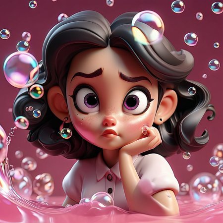 Bubbles,1girl,(flowing liquid:1.3),pink background,3D cinematic film.(caricature:0.2)
highly detailed,8K,HDR,UHD,masterpiece,best quality,highly detailed,wallpaper,reality ray tracing,