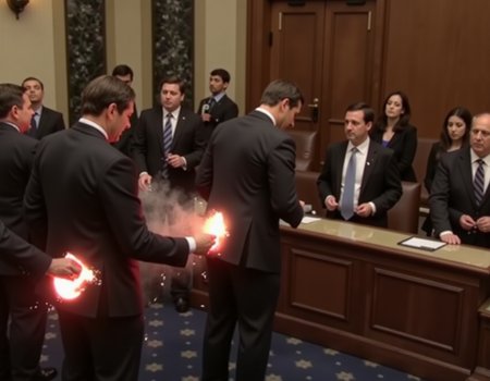 Live on CSPAN, Senators are holding lighters up to their rear ends igniting farts in the Senate chamber.
