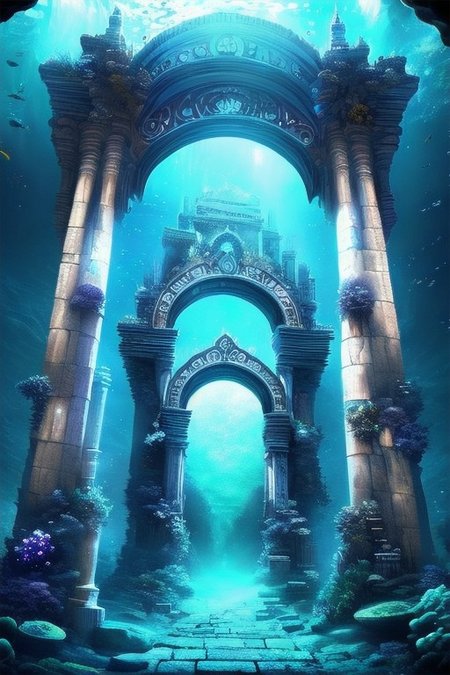 RAW photo, (masterpiece:1.3), subsurface scattering, heavy shadow, (high quality:1.4), (intricate, high detail:1.2), professional photography, HDR, High Dynamic Range, realistic, ultra realistic, photorealistic, high resolution, film photography, ambient lighting, atmospheric effects, <lora:detail_slider_v4:2>, OverallDetail, a portal, giant archway, pillars, magical lights, <lora:Portal:1>, in  an underwater magical fantasy city, UnSea,  <lora:UnderSea-10:0.7>, epiCPhoto