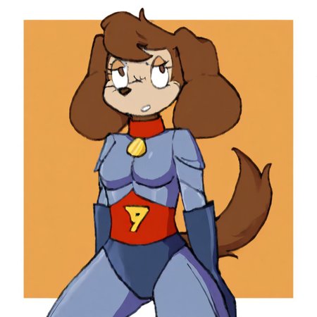 4nn4h,1girl,solo,furry,furry female,a girl,dog ears,long ears,brown hair,short hair,brow eyes,snout,animal nose,body fur,brown fur,dog tail, RoadRovers Suit