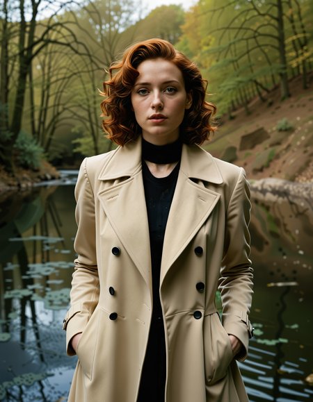 Jane_auburn, RAW full body analogue photo of a beautiful 20 years old woman, clear focus, 8K,Female Noir Detective, Paris, 1940s: 1 woman, (intelligent gaze) with [analytical mind], short styled curly hair hair, wearing a (feminine) coat with [noir] accessories, and a perceptive expression, inspired by the works of (Rene Gruau) and Jean Dubuffet, with (moody colors) and (expressive brushstrokes), characterized by (atmospheric composition) and sense of mystery, (noir atmosphere) and curious nature. ,photo Fantasy art combining the styles of Boris Vellejo and Luis Royo,Photorealistic, real photo, god rays, 1girl, 21yo,realistic, <lora:Jane_Auburn_SDXL:0.6>