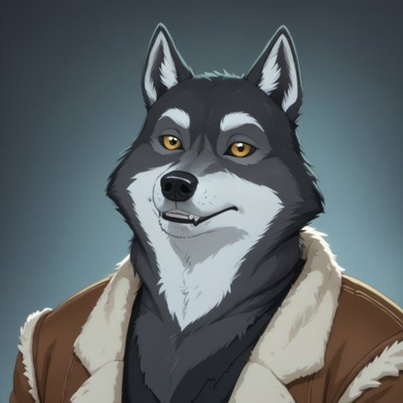 score_9, score_8_up, score_7_up, source:furry, dynamic lighting, detailed background, bedroom background,  anthro, furry, male, 1boi, (headshot), solo, (detailed face, detailed eyes), furry, anthropomorphic character, 
BREAK
Mr_Badwolf, Anthro Wolf, Wolf, BBW, Ever_after_high, dark gray fur, white snout, white eyebrows, white inner ears, black nose, white sclera, yellow eyes, black lips, large muscles, muscular, thick neck, leather jacket, fleece-lined jacket, torn jeans, digitgrade legs, 
BREAK
<lora:add-detail-xl:1.5>