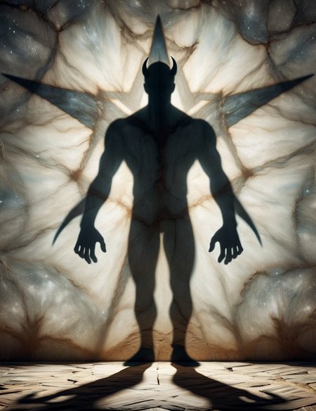 DonM5h4d0w5XL shadow  on a star stuff wall, skinwalker, <lora:DonM5h4d0w5XL-000010:1>
