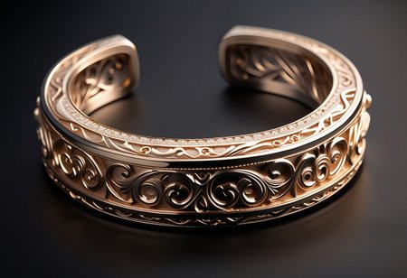 Jewelry photography, cartier style, highly detailed product photo, keyshot product render
BREAK
Beautiful photo of closed collar engraved with titanium filigree, laying on a table,
BRSAK
Black background