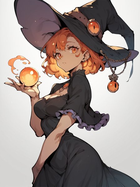 score_9, score_8_up, score_7_up, score_6_up, score_5_up,  <lora:DemizuPosukaXLP:0.7> demizuposuka, 1girl, curvy, dress, cute, solo, portrait, witch