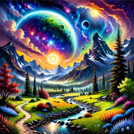 <lora:SS02ImpressionisticPainting_Hap_XL:2>,Thomas Kinkade style, masterpiece, An oil painting of an alien planet, Van Gogh, galaxy in background, vibrant colors, best quality, highly detailed