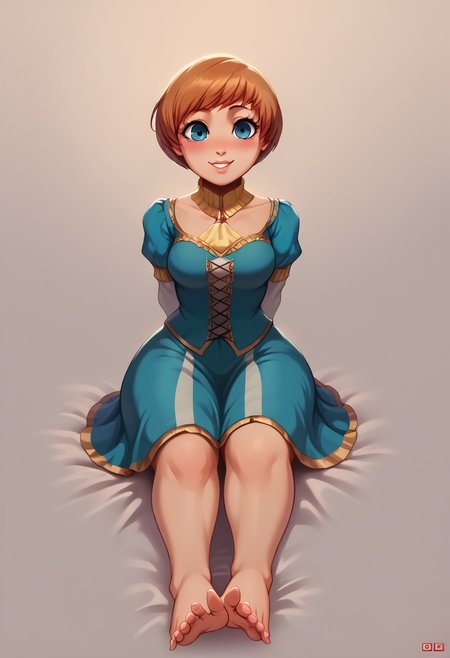 score_9, score_8_up, score_7_up, rating_explicit, 1girl, lips, big clear eyes, satonaka chie, medium breasts, thick juicy ass, ruby medieval clothes, short hair, dynamic view, dark blue eyes,jlullaby, cute face, very detailed facial features, blushing, full lips, feet, toes, 1boy, 
dynamic view,  feet, toes, training ground, closed eyes, smile, blush,