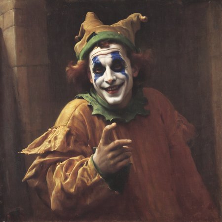 Painting of  jester AH_FLeighton   leighton <lora:Paintings_by_Frederic_Leighton_-_Victorian_painter_Academicism_Pre-Raphaelite_style_:1>