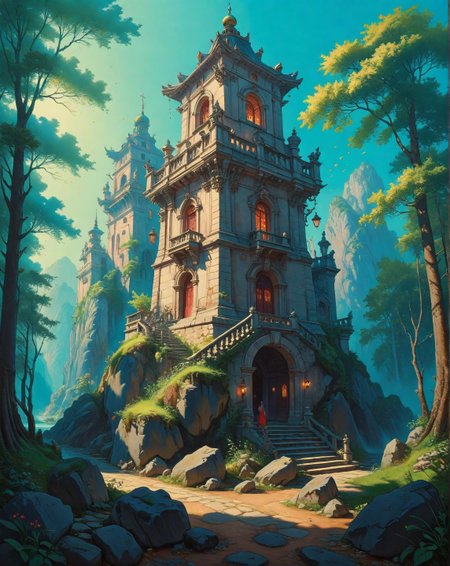 Renaissance style, Baroque, anime artwork Andreas Achenbach (Nordic realism), Ancient beech forest with emerald undergrowth, frost-heaved stones, napoleonic-era signal tower,chamois leaping.,
<lora:Wild_Anime_2025:0.7>,
<lora:风格:0.7> style4,
<lora:extremely_detailed:0.7> extremely detailed ,
<lora:aidmaImageUpgraderSDXL-v0.3:0.5> aidmaImageUpgrader,
<lora:add-detail-xl:0.7>,
<lora:HyperdetailedColoredPencilIl:0.3>  ArsMJStyle, Colored pencil hyperdetailed realism, . anime style, key visual, vibrant, studio anime,  highly detailed, Fantasy painting art style, imaginative, dynamic composition, professional-grade execution, creates immersive world and landscape, painterly, epic, magical, dramatic, exuberant, grandeur, baroque art, oil painting art style from Renaissance period, masterful composition, Renaissance mood, renaissance oil painting, brush strokes, Realistic, perspective, light and shadow, religious or mythological themes, highly detailed