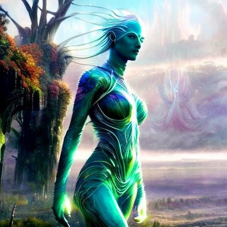 Kavellion style, Beautiful alien machine goddess of the rainstorms in white celtic robes by android jones alex grey m, c, escher h, r, giger android jones alex grey mark cooper alien beauty alien cyborg machine goddess beauty alien celtic red - haired rainstorm goddess with white robes and metallic machine deity alex grey android jones hr giger artgerm artstation award winning photorealistic detailed hypervivid intense fantasy concept art by greg rutkowski