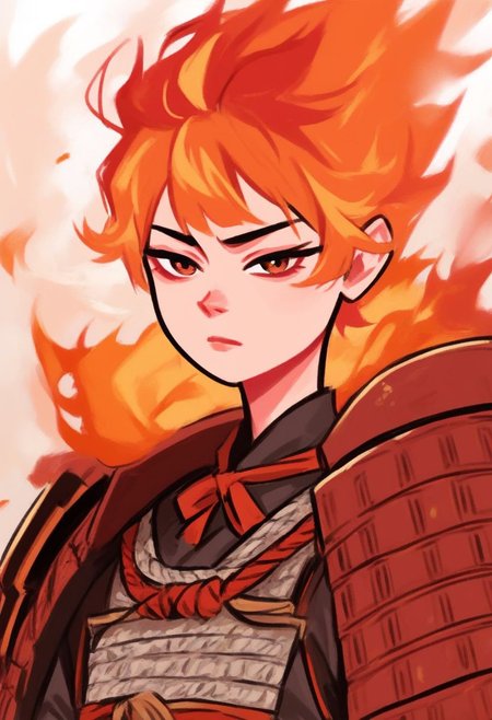 <lora:dijor:1>( dijor), score_9, score_8_up, score_7_up, 1girl, solo, samurai,  flaming , portrait