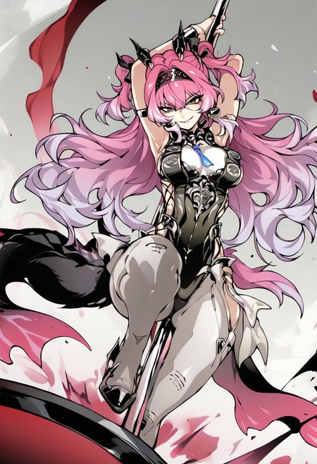 masterpiece, best quality, good quality, 4k, high-res detailed eyes, 1girl, Lupa \(wuthering waves\), tail, 
pole dancing, smirk, full body, dynamic pose, standing, 
fishine, eps