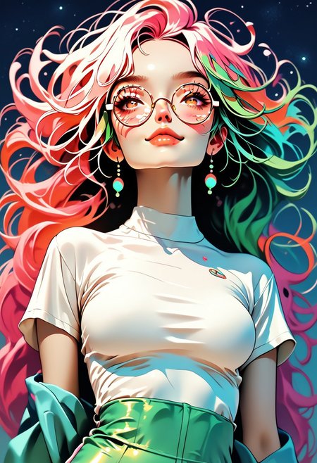 score_9, score_8_up, score_7_up, g4n1m3, comic book page style, 1girl,
gorgeous girl , kawaii girl , cute face , beautiful eyes, (medium breasts), (lush breasts), looks at the viewer, emphasis on the chest, very long hair, tightly braided ponytail, girl 18 years old, fair skin, milky skin, young, shy smile, Scandinavian girl, tight green T-shirt, neon  acid-colored hair, night, thick lips, dimples, on the bed, weak lighting, round glasses, boring, slutty girl, under the chest, leaning back,
fat, thin, like a fat woman, narrow waist, dynamic angle, tight trousers, cameltoe,