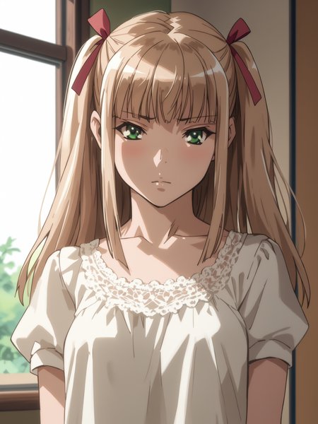 <lora:happy_tentacle-katakura-v0.2-000021:1.1>, ht_katakura, two side up, hair ribbon, green eyes, medium breasts, lace trim, , cowboy shot, 1girl, (petite:1.2), solo focus, shy, (looking at viewer:1.1), indoors , sidelighting, (depth of field:0.8), , [(realistic, photorealistic:1.2):(realistic:1.3):22], [(3d:1.2)::10], <lora:LUUNA's Lunas-NijiJourney-SDXL-B2:0.5>, nijijourney, <lora:prgfrg23's Counterfeit-V3.0 Style SDXL_LoRA_Pony Diffusion V6 XL:0.35> <lora:Shed_The_Skin's StS_age_slider_v1_initial_release:-1>, score_9, score_8_up, score_7_up, score_6_up, score_5_up, score_4_up,