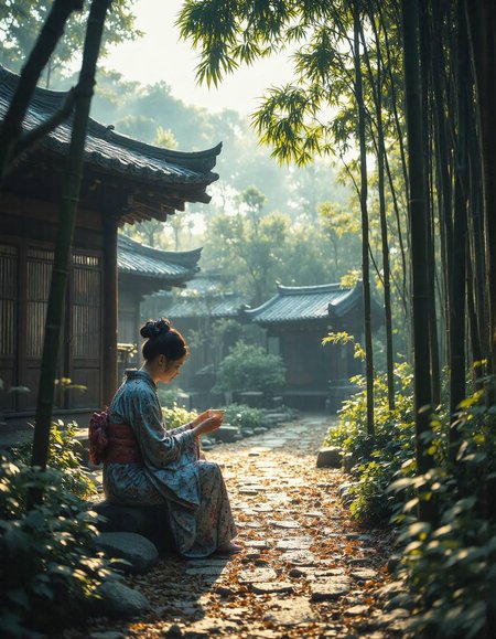 "A serene Japanese tea house nestled in a bamboo forest, bathed in soft morning light. A young Japanese woman in a traditional kimono kneels gracefully, her hands delicately holding a ceramic teacup. The scene is captured in 8K resolution, with vivid colors and cinematic depth, evoking a sense of tranquility and timeless beauty. Shot on a Canon EOS R5 with an 85mm lens, the image is a masterpiece of realism, blending cultural elegance with natural harmony."
Style: Realistic, cinematic, serene.
Mood: Peaceful, elegant, meditative.<lora:FluxMythR3alisticF:1> R3alisticF,