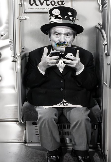(((black and white, legsonthetra1n, from front, sitting across from viewer, train interior, holding phone, leg focus))),((small man with mustache, top hat, kenbis, chibi, chibi, male only, male, male chibi, monocle, art deco, thick mustache, comically large mustache, handlebar mustache, tiny, multiple men, shrunk, microxl, some little guys,  high angle, from above)), bwMovies, realistic, photo, vintage photo, ((very small man, small man, a small man, a man who is small, a small man)), an unapologetically small human male, black and white, smiling, very happy, euphoric, ecstatic, wonderful small men, large smile, huge smile