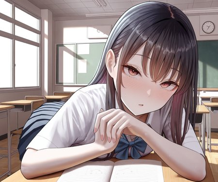 masterpiece, best quality, amazing quality,  1girl, solo, school uniform, classroom,  <lora:testime v2 checkpoint-e18_s414:1> testime